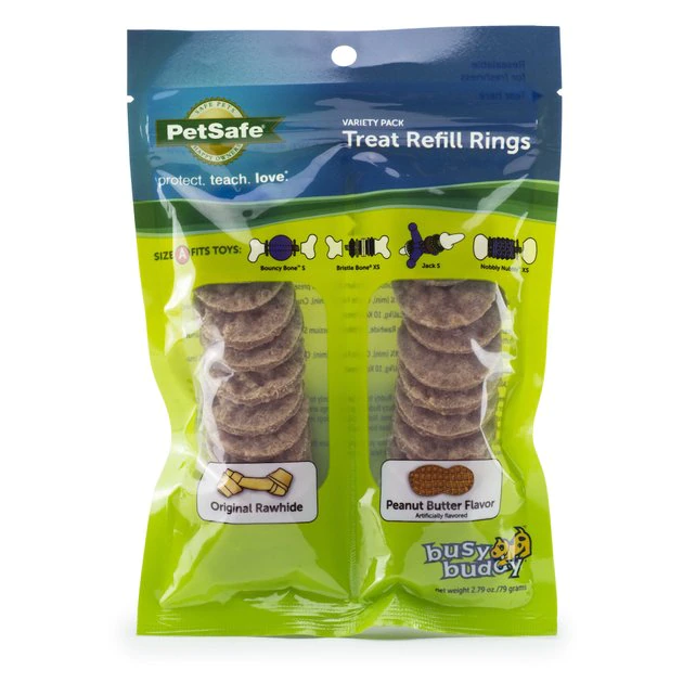 Busy Buddy Peanut Butter & Rawhide Variety Pack Refill Rings Dog Treat, Medium 1 Busy Buddy Peanut Butter & Rawhide Variety Pack Refill Rings Dog Treat, Medium