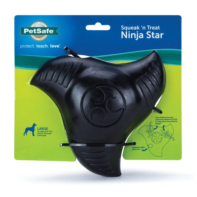 PetSafe Squeak 'n Treat Ninja Star Tough Dog Chew Toy 1 PetSafe Squeak 'n Treat Ninja Star Tough Dog Chew Toy