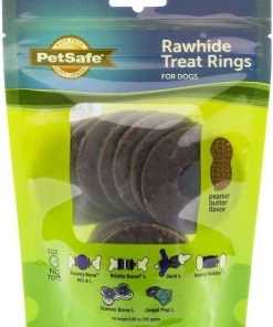 Busy Buddy Natural Rawhide Peanut Butter Rings Dog Treats