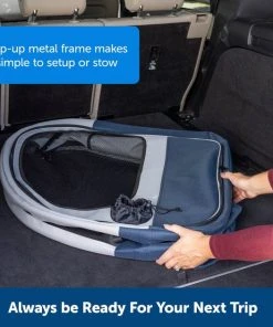 PetSafe Happy Ride Collapsible Cat & Dog Travel Crate, Gray & Blue -PetSafe Store 372330 PT2. SY630 V1648158992