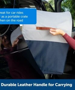 PetSafe Happy Ride Collapsible Cat & Dog Travel Crate, Gray & Blue -PetSafe Store 372330 PT4. SY630 V1648162594