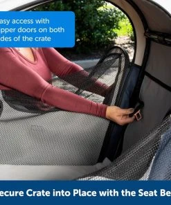 PetSafe Happy Ride Collapsible Cat & Dog Travel Crate, Gray & Blue -PetSafe Store 372330 PT5. SY630 V1648159890